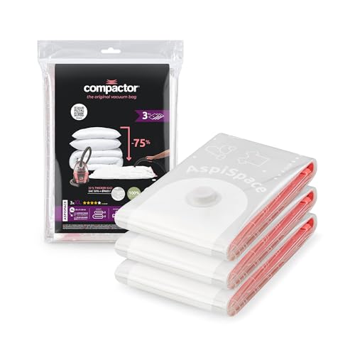 Compactor - Lot de 3 sacs de rangement sous vide - Taille XL 130 x 80 cm - Grande capacité - Compression couettes oreillers vêtements