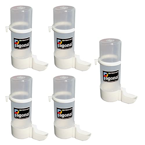 Image of Pagona Plastic - Imported Cage Gulfi Cup Bird Water And Food Hanging Feeder Suitable For Small Cage Birds Like Love Birds, Finches, Cockatiel And Ext.. (200Ml, Pack Of 5)