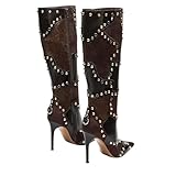 FOFOQUEI Womens Statement Knee High Boots Mixed...