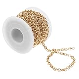 WRITWAA Cadena de Aluminio Dorada 5 Mm para Manualidades Cadenas para Bolsos Bandolera Collares DIY Rollo de 5 Metros para Bisutería y Ropa