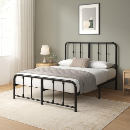 Image of Zinus Leonardo Metal Platform Bed Frame, Victorian Spindle Style Headboard and Footboard, Heavy Duty Bed Base, Ample Underbed Space, Full
