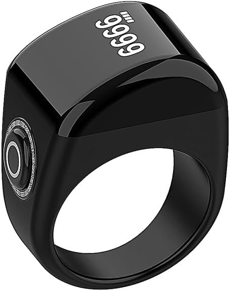 Compteur de prières Tasbih portable : bague de doigt noire 22mm rechargeable