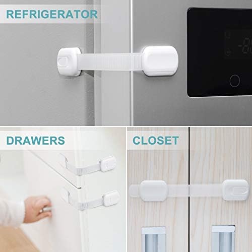 LifenC Adjustable Child Safety Locks, 8 Pack Baby Proof Your Cabinets with No Trapped Fingers, Easy Install, No Tools Needed