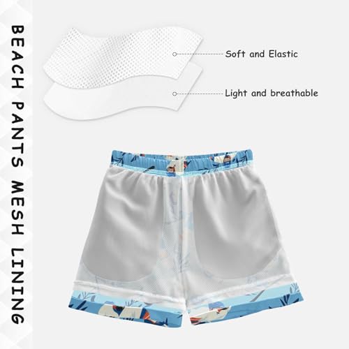 Pigsaly Boys Swim Trunks Hockey Player Leaf Blue Boys Board Shorts Swimsuit Swimwear Summer Bathing Suit S4