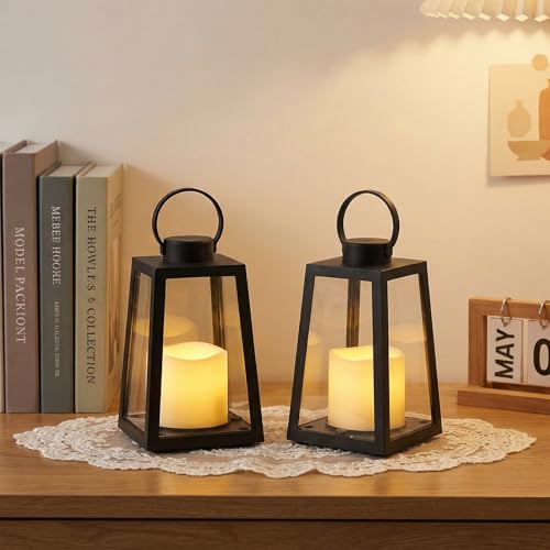 BAIRAYEN 2 Pack 8.6" Black Decorative Lanterns with Timer by BAIRAYEN - Used condition - Image 6