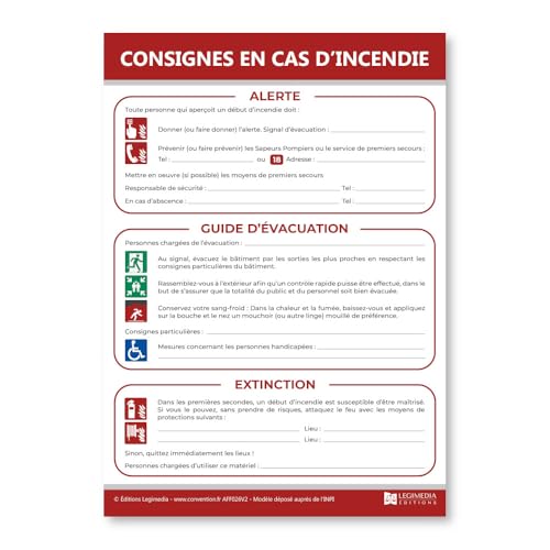 Consigne générale sécurité incendie - Plastifié et effaçable - Kit