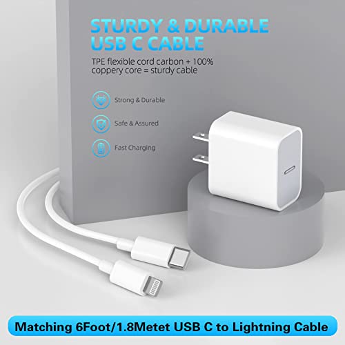 Iphone 14 13 Fast Charger,3Pack Apple Charger Iphone Charger,Apple Super Fast Usb C Wall Charger[Apple Mfi Certified]6Ft Type C To Lightning Cable For Iphone 14/14 Plus/13 Mini/12 Pro Max/11 Pro/Ipad #TOP3