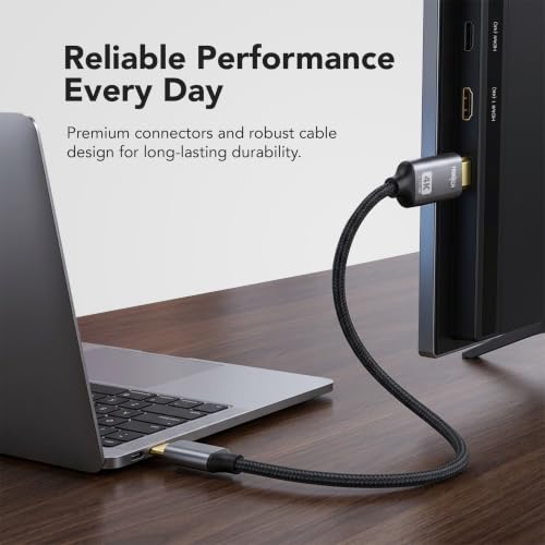 Image of FRONTECH Type-C to HDTV Cable - 1.0m Braided Ultra HD 4K@60Hz Adapter Cable with Gold-Plated Connectors (NC-0087)