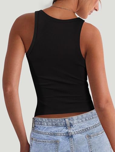 IWD Womens V Neck Ribbed Tank Top Slim Fitted Solid Camisole Tops 2025 Trendy Sleeveless Basic Cami Shirts4
