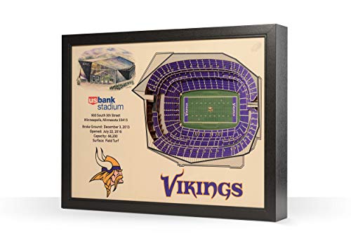 YouTheFan NFL Minnesota Vikings 25-Layer Stadiumviews 3D Wall Art , 25.5 x 19.5 x 3.5