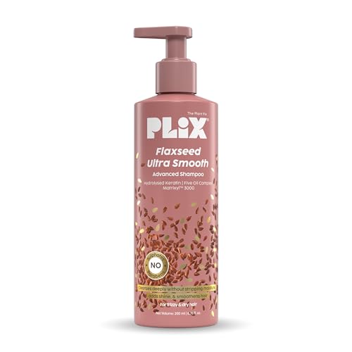 PLIX – THE PLANT FIX Flaxseed Ultrasmooth Advanced Shampoo | Plant Keratin PF & Flaxseed Oil | For Smooth & Shiny Hair | Paraben & Sulphate Free | For Men & Women | 200ml