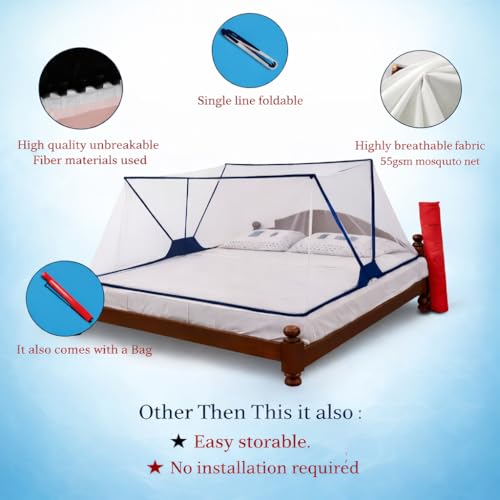Image of Happy Penguin Mosquito Net [Foldable] Easy Setup | Lightweight Cotton, Portable & Ideal for Home & Travel | Strong & Breathable | Suitable for Single Bed [3x6.5]