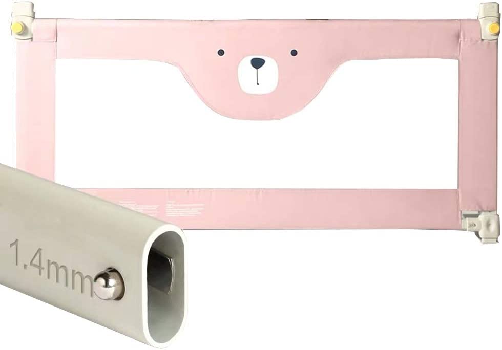 Barrera de cama anticaídas rosa de 1.5m para proteger el sueño infantil diario