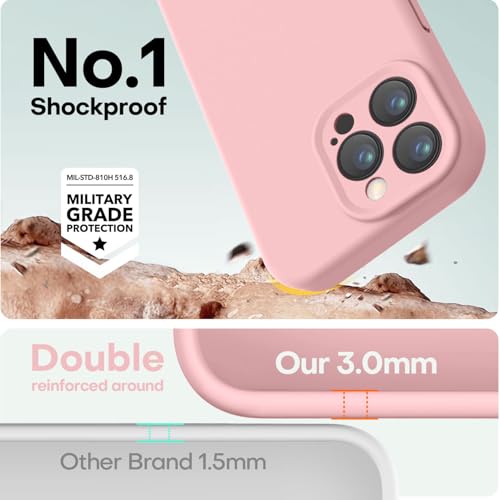 Image of LOVE 3000 Designed for iPhone 14 Pro Case, Premium Silicone with [Soft Anti-Scratch Microfiber Lining] Shockproof Protective Phone Case for Men Women Girls 6.1 inch, Pink Sand