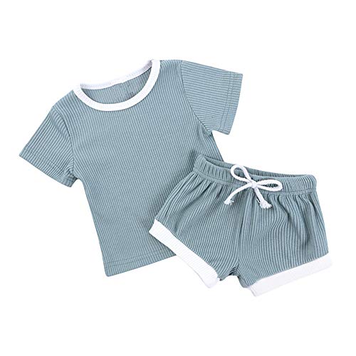 AYIYO Pyjama d'été à manches courtes T-shirt + short avec cordon de serrage 2 pièces - Vert - M Cover