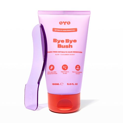 Bye Bye Bush by OYO Hair Removal Cream for Women Private Area Bikini Line Inner Thighs & Armpits Sensitive Skin Formula 65% Naturally Derived Fast Acting Aloe Cucumber 5 fl oz