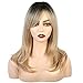 FORCUTEU Ombre Synthetic Wavy Wig, 19 Inch, Blonde to Blonde, Heat Resistant, Women's Wigs