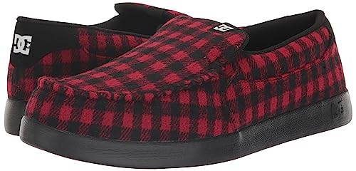DC Men's Villian 2 Skate Shoe Black/RED Plaid 11.5