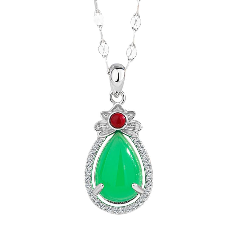 Cadeaux pour femmes et filles : collier pendentif vert argent S925