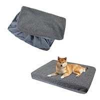 Bezüge für Hundebetten,Ersatz Hundebett Weicher Plüsch Bezug,Wasserdicht Waschbar Abnehmbare Bezug für Haustier Hundekissen (M:91x69x15 cm)