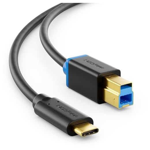 deleyCON 0,5m USB 3.0-Skrivarkabel Skannerkabel - Anslutningstyp 3.1 - USB C till USB B - 5 Gbit/s Datakabel för t.ex. Dator-Skrivarens Externa Hårddisk - Svart