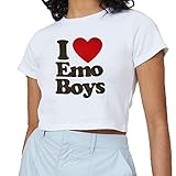 I Love Emo Boys I Heart Emo Boys Egirl Eboy GF T-Shirt White l
