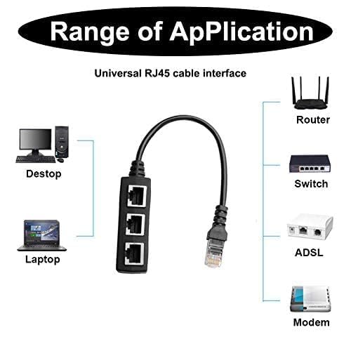 Image of RJ45 Ethernet Splitter Cable, RJ45 Y Splitter Adapter 1 to 3 Port Ethernet Switch Adapter Cable for CAT 5 / CAT 6 LAN Socket Connector Cat5 Cat6 Cable