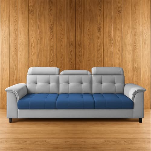 Image of Casaliving Ella 3 Seater Sofa Set for Living Room (Blue Grey Colour Fabric) Premium Fabric Sofa