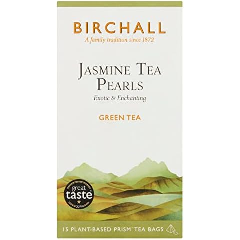 Birchall Tea Bags, Jasmine Tea Pearls Gift Set, Green Tea Bursting with Full Flavour, Perfect Herbal Tea Gift Set, 15 Pack of Plant-Based Prism Tea Bags Cover