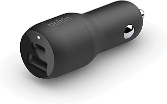 Belkin CCB004btBK Car Charger, 37W (USB-C 25W + USB-A 12W) Car Charger, USB PD Compatible, PPS Compatible, Fast Charging, Compatible with iPhone/iPad/Android, Black
