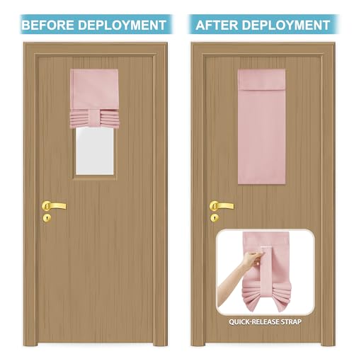 Image of RYB HOME Door Curtain for Classroom Small Window, Privacy Protect Drapes, 8 Inches Wide Room Darkending Curtains 36 Inches Long Blocks Views, Orange Pink, 1 Panel