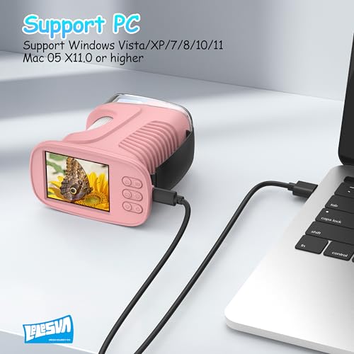 Microscope enfants sans fatigue oculaire écran 4K portable rose