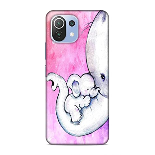 Image of Printed Mobile Back Hard Case Cover for Xiaomi Redmi 11 Lite /Xiaomi Redmi 11 Lite 5G / Xiaomi 11 Lite NE 5G | Cute Elephant, Baby Elephant, Mom's Love -2202
