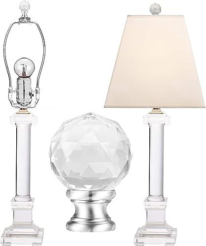 Hyamass 2Pcs 1-3/4 Inch Lamp Finial Cap Knob Lamp Screw Top Lamp Decoration For Lamp Shade Faceted Crystal Ball Brushed Nickel Finish #TOP2