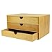 Produktbild Bambus Schreibtisch Organizer mit 3 Schubladen | Office Aufbewahrung | Schreibtischzubehör | Schubladen für Büromaterial | Schreibtisch ordentlich| M&W (Breite Öffnung)