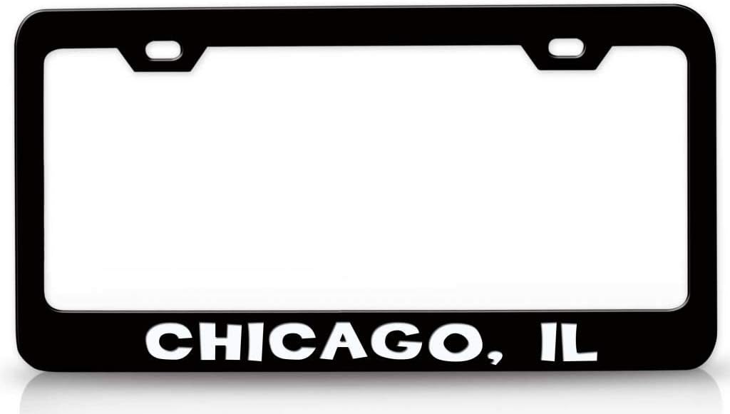 Chicago IL USA Canada Metal Car SUV Truck License Plate Frame Bl f26