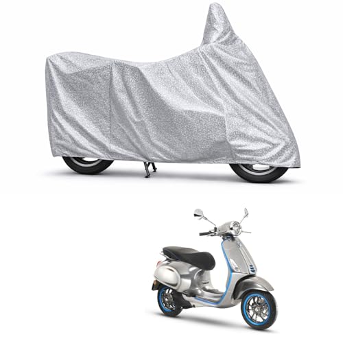 Image of 100% Waterproof Two Wheeler Body Cover Multi Layered Fabric Designed for Vespa Elettrica | Belt Buckle Lock | Silver Mag