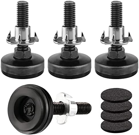Pehciroe Adjustable Feet Levelers, Heavy Duty Adjustable Legs for Furniture, Large Furniture Levelers, T Nut Levelers Table Adjustable Feet 3/8-16 Thread (4 Pack, Black)