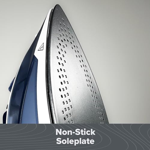 Quest Steam Iron 2200W - 40s Rapid Heat‑Up, Variable Temp, Self‑Clean & Non‑Stick Soleplate, Lightweight Blue Clothes Iron - Image 6