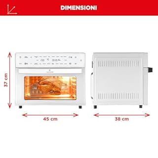 Tagars Forno Friggitrice Ad Aria Calda XXL Da 30 Litri Con Display Digitale Multifunzione, Sistema A Riscaldamento Rapido, 18 Programmi Di Cottura, Timer e Temperatura Regolabili 1800 W
