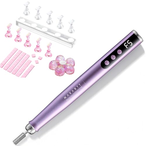 Makartt Nail Stand for Press On Nails Display Practice Bundle with Pen-Shaped Rechargeable Nail Drill for Beginners: 25,000 RPM Cordless Electric Nail File image 3