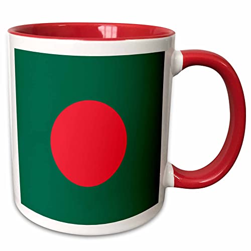 3dRose Bangladesh Green Red Dot 15oz Two-Tone Red Mug