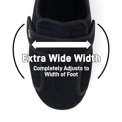 Men's 80-D Memory Foam Adjustable Wide Diabetic Slippers for Swollen Feet, Edema, Arthritis, Elderly Indoor/Outdoor4