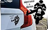 127mm x 110mm Sticker MOTARD À BORD Autocollant Carrosserie Pare brise