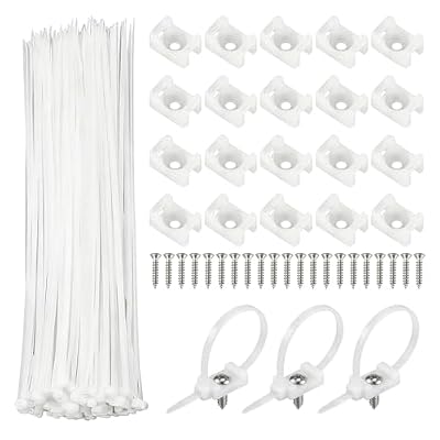 100 Piezas Bridas Plástico Blancas, Bridas para Cables con Soporte y Tornillos, Organización y Fijación de Cables para Oficina, Hogar y Exteriores