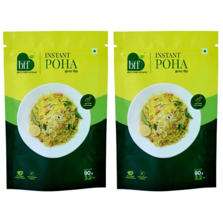 Image of Instant Poha Pack of 2 (90g Each) | Ready-to-Eat Indian Breakfast Mix | Just Add Hot Water | Portable Pack for Travel, Office, or Home | Simple & Easy Meal Solution