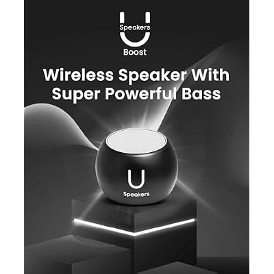 Fashionit U Speakers Boost Mini Bluetooth Speaker with Subwoofer | Small Bluetooth Speaker Wireless | Portable Blue Tooth Bass for Home, Travel, Beach, Outdoor | Water Resistant | Black