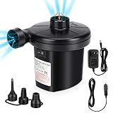 Electric Pump, PULIDIKI Air Pump for Inflatables Air Mattress Pump with 3 Nozzles Inflator/Deflator