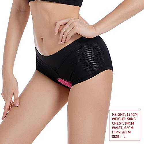 WOSAWE Calzoncillos de ciclismo para mujer, transpirables, acolchados, 3D, ropa interior para ciclismo, Negro , M - imagen 3