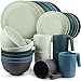Produktbild Greentainer Geschirrsets aus Kunststoff (24pcs) | Leicht und Unzerbrechlich Camping Geschirr Set,Teller, Schüsseln,Tassen,Tafel-Service für 6 Person, ideal für Kinder & Erwachsene Wiederverwendbar
